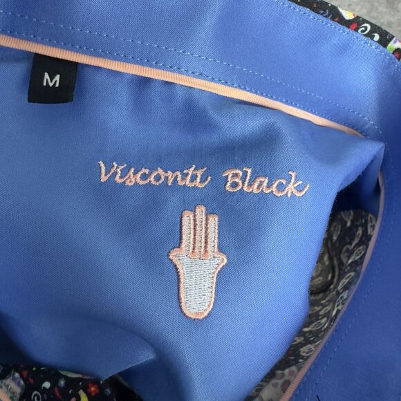 Luchiano Visconti Sugar Skull Button-Up Shirt Mens M Black Short Sleeve New - Picture 6 of 9